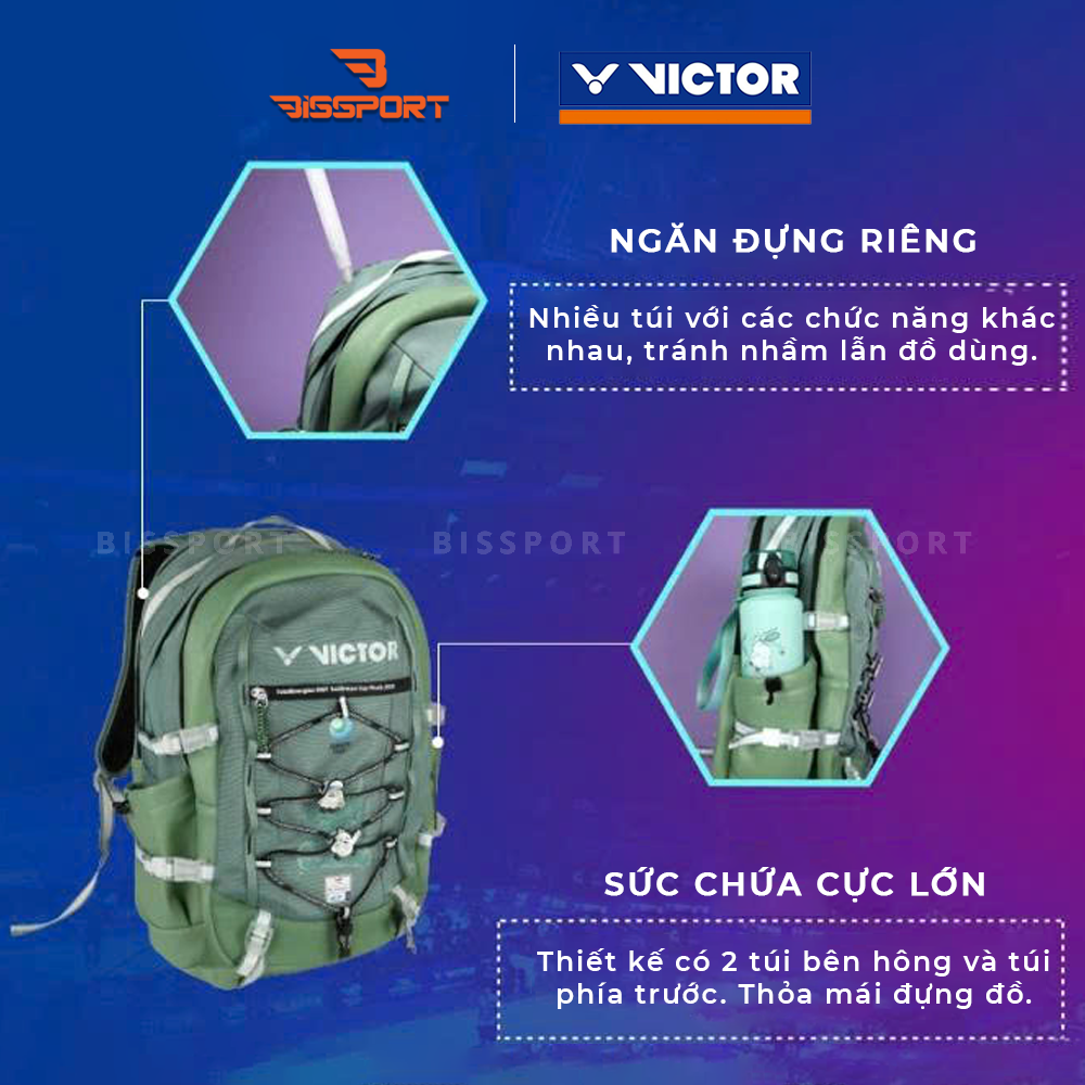 Balo Cầu Lông Victor BR5047 Chính Hãng - Xanh Lá - Tiện Dụng - Chắc Chắn - Nhẹ - Ổn Định - Có Ngắn Đựng Vợt Riêng
